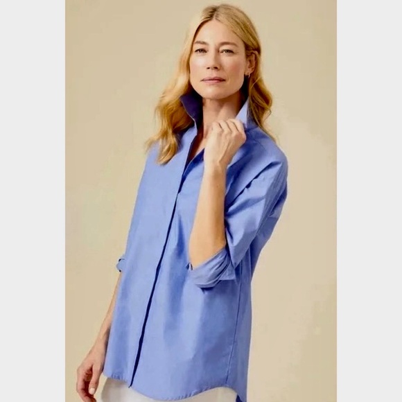 NWT!! J. MCLAUGHLIN Larrie Blouse Shirt Buttondown French Blue Coastal Small - Picture 1 of 15